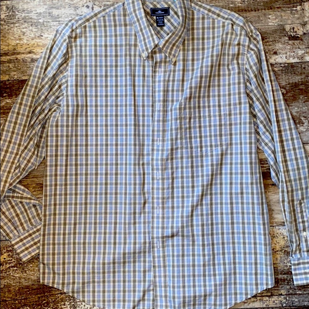 Dockers long sleeve green tones button down shirt